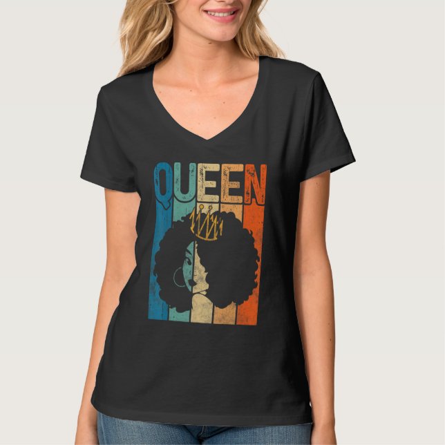 Camiseta Afro Queen Melanin Black Woman Magic Black History (Frente)