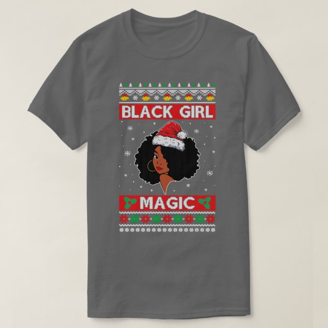 Camiseta Afro Santa Claus Black Girl Magic Febre Natal M (Frente do Design)