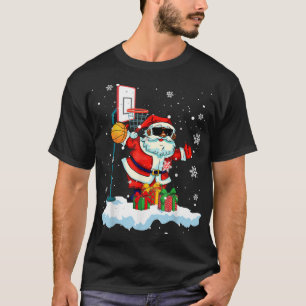 Camiseta Afro Santa Playing Basketball Xmas Black Afro Bask