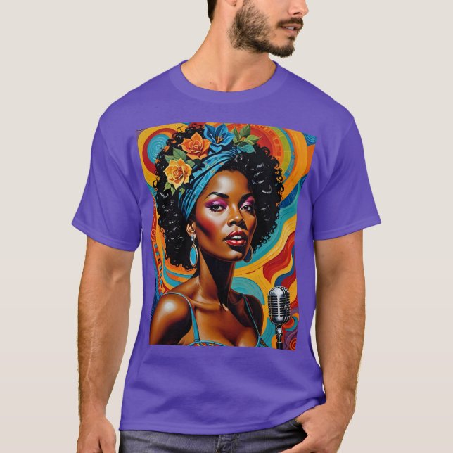 Camiseta Afro Soul Diva Vibrant Art Tee (Frente)