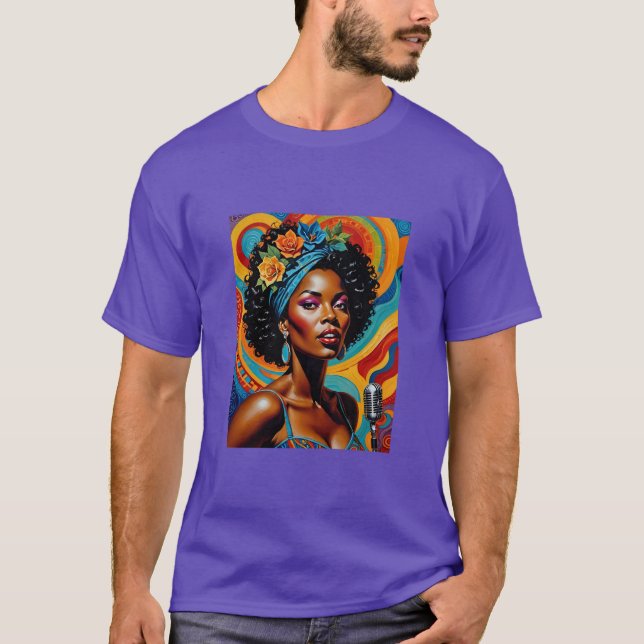 Camiseta Afro Soul Diva Vibrant Art Tee (Frente)