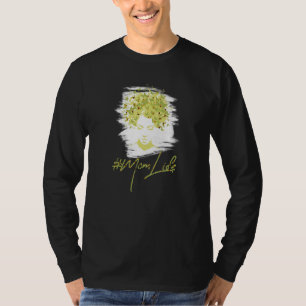 Camiseta Afro Sunflower Butterflies Messaging Bun Mãe Life