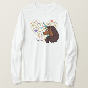 Camiseta Afro Unicorn   Design de Coração Único