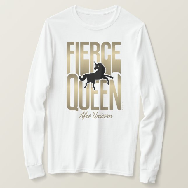 Camiseta Afro Unicorn Fierce Queen (Frente do Design)