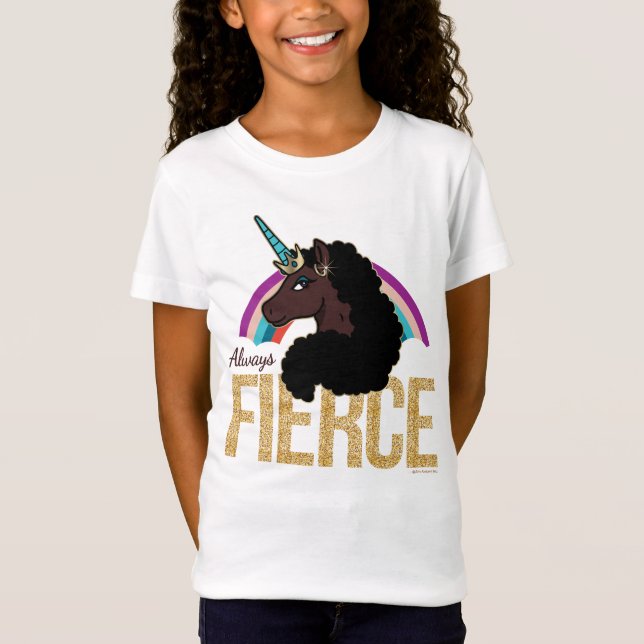 Camiseta Afro Unicorn | Magia - Sempre feroz (Frente)