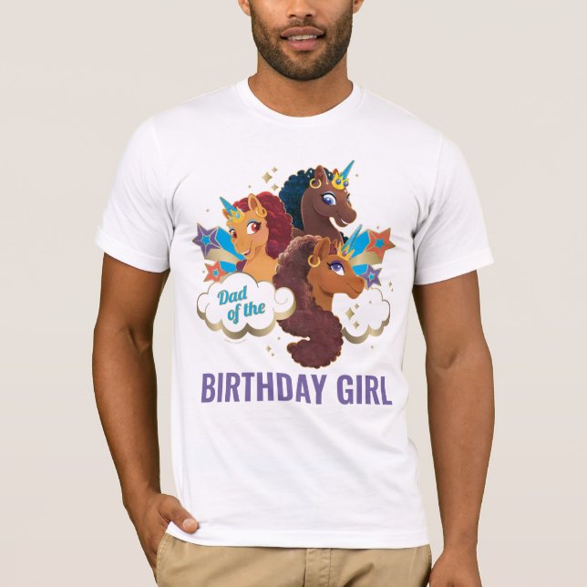 Camiseta Afro Unicorn | Pai da garota de aniversário (Frente)