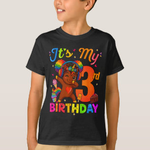 Camiseta Afro Unicórnio Menina de 3 anos de idade Cabelo Na