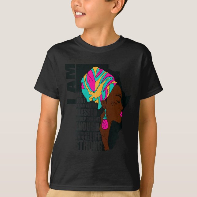 Camiseta Afro You Are Enough I Am Insrational Sayings Motiv (Frente)