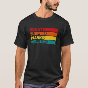 Camiseta Agachamentos Burpees Pranchas Remadas Treino Fitne
