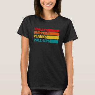 Camiseta Agachamentos Burpees Pranchas Remadas Treino Fitne