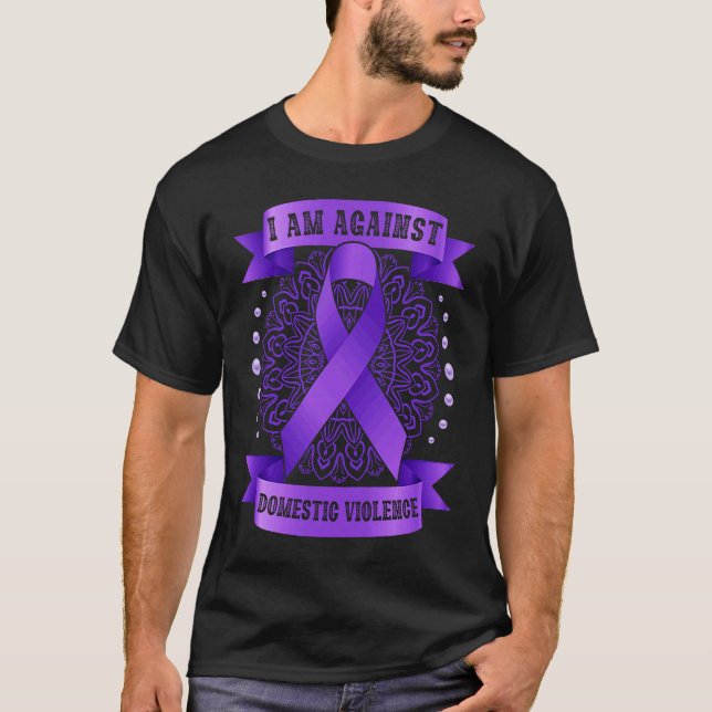 Camiseta Against Domestic Violence Mandala purple ribbon (Frente)