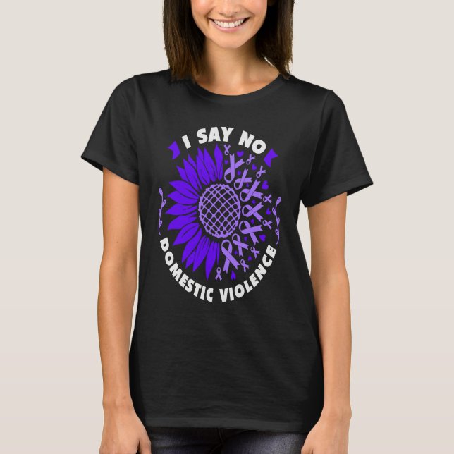 Camiseta Against Domestic Violence Sunflower purple ribbon (Frente)