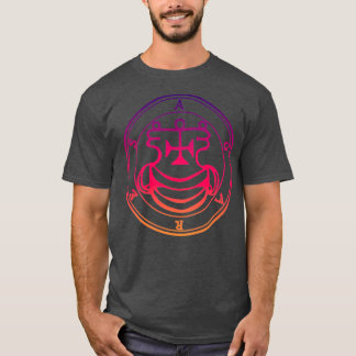 Camiseta Agares Sigil Ensina Línguas Roxo Laranja