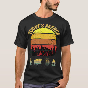 Camiseta Agenda De Hoje Acampamento Café Camper Cerveja Pop