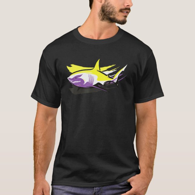 Camiseta Agendador Não Binário De Shark Lgbt Não Binário Su (Frente)