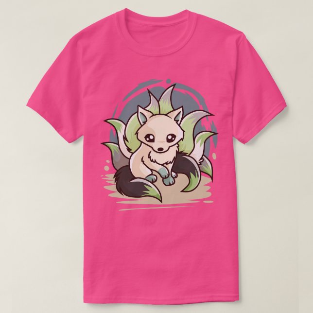 Camiseta Agender Cute Kitsune (Frente do Design)