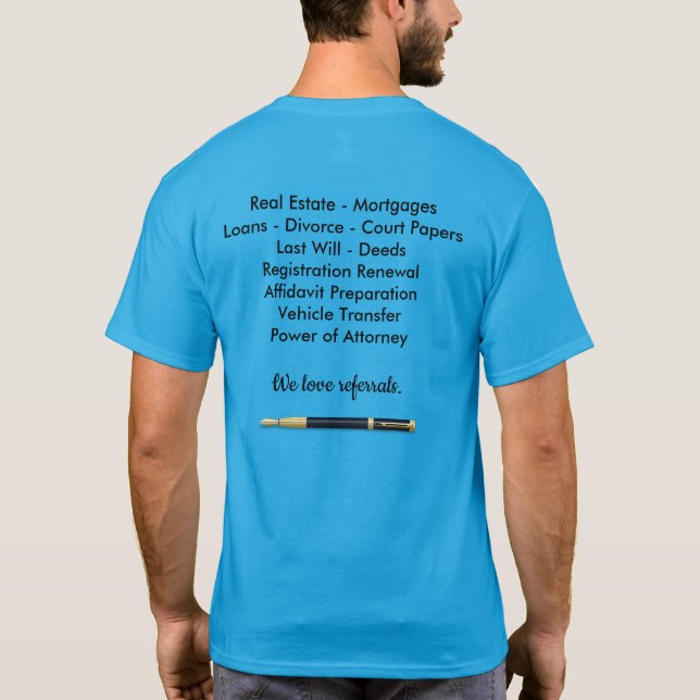 Camiseta Agente de Assinatura de Empréstimo Público Notário (Verso)