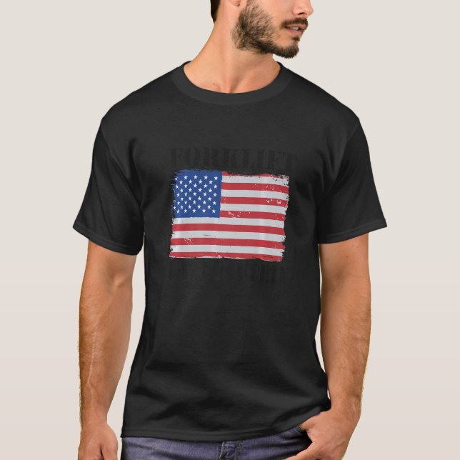 Camiseta Agente de empilhadeira de bandeira Americana do Ar (Frente)