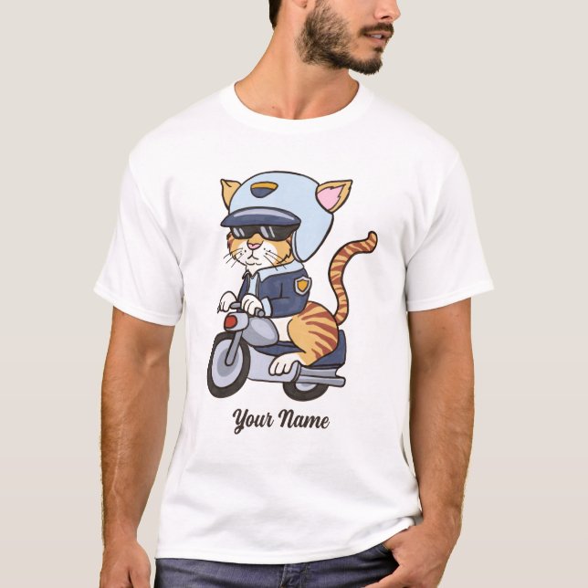 Camiseta Agente de Polícia Cat - Lover de Gato do Agente de (Frente)