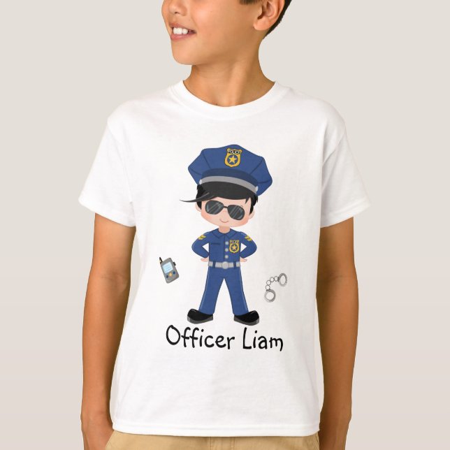 Camiseta Agente de Polícia de Boys Personalizados (Frente)