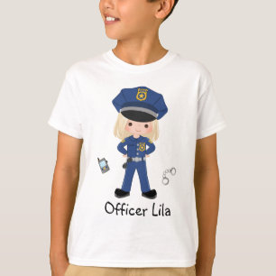 Camiseta Agente de Polícia de Meninas Personalizado