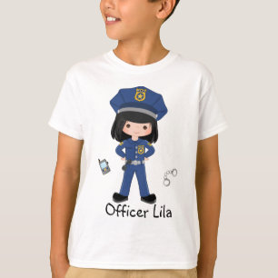 Camiseta Agente de Polícia de Meninas Personalizado