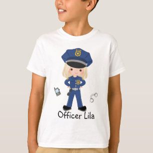 Camiseta Agente de Polícia de Meninas Personalizado