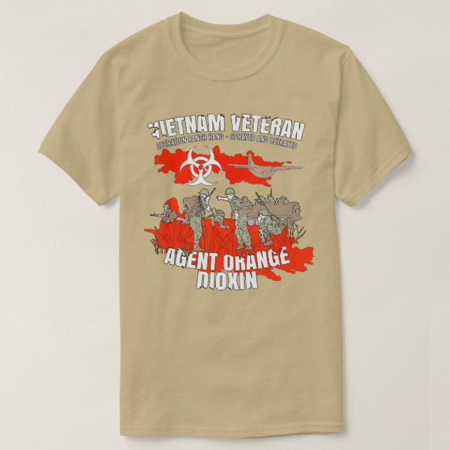 Camiseta Agente Veterano Vietnã Laranja Pulverizado e Traíd (Frente do Design)