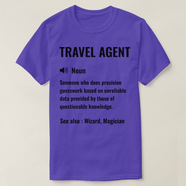 Camiseta Agente Viagem Funny Definition Viagem AgentFunny S (Frente do Design)