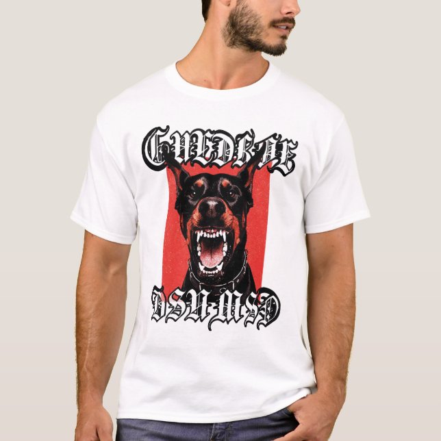 Camiseta Aggressive Doberman Pinscher Gothic Metal Art (Frente)