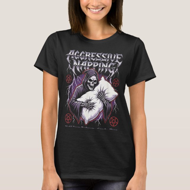 Camiseta Aggressive Napng Funny Heavy Metal Grim Reaper Sle (Frente)