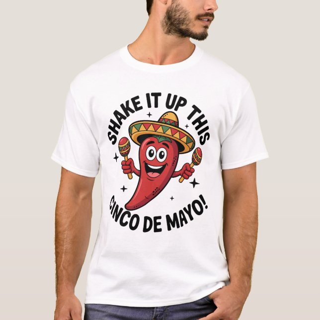 Camiseta Agita Este Cinco De Mayo! Pepper Red Chili (Frente)
