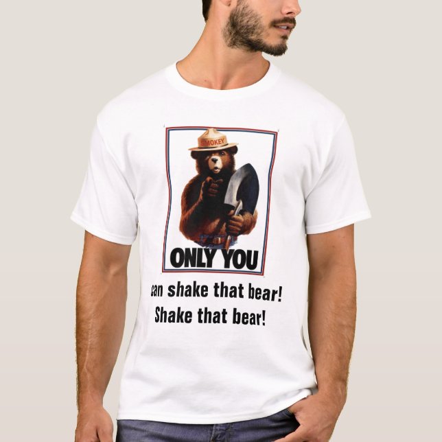 Camiseta Agite esse anúncio do serviço público do urso (Frente)