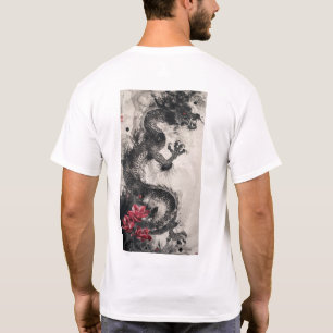Camiseta Agon e Flores Tradicionais Pincel de Arte Japonesa