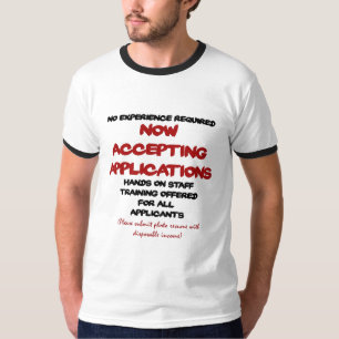 Camiseta Agora aceitando aplicações