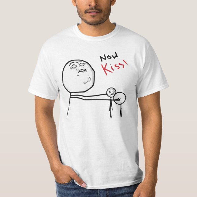 Camiseta Agora cara Meme cómico da raiva do beijo (Frente)