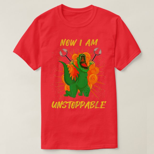 Camiseta Agora Eu Sou Ilimitada Dinossauro Engraçado Retro  (Frente do Design)