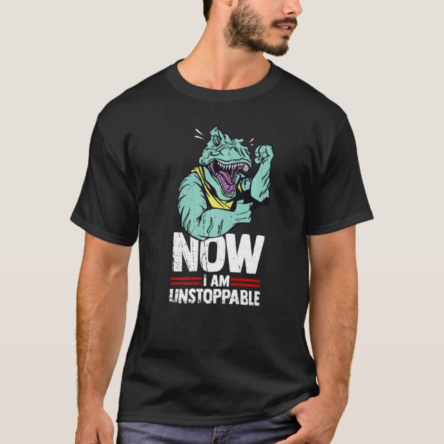 Camiseta Agora Eu Sou Ilimitada Rex Dinossaur Dino Tyrannos (Frente)