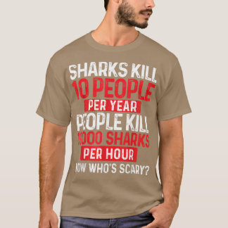 Camiseta Agora quem é assustador - Tubarão ao longo do ocea