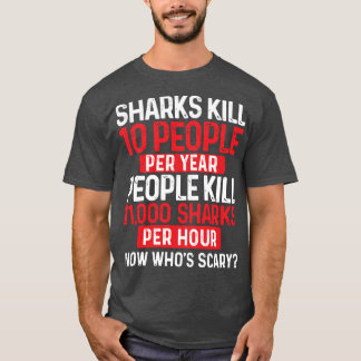 Camiseta Agora quem é assustador - Tubarão ao longo do ocea
