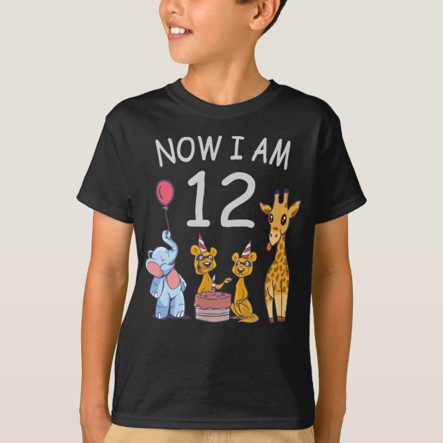 Camiseta Agora tenho 12 anos de 12 de aniversário no Zoo (Frente)