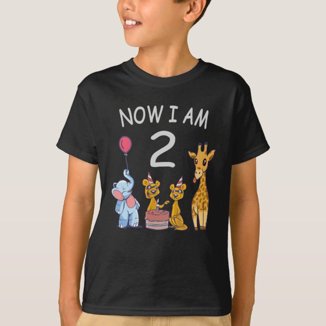 Camiseta Agora tenho 2 anos de segundo aniversário no Zoo (Frente)