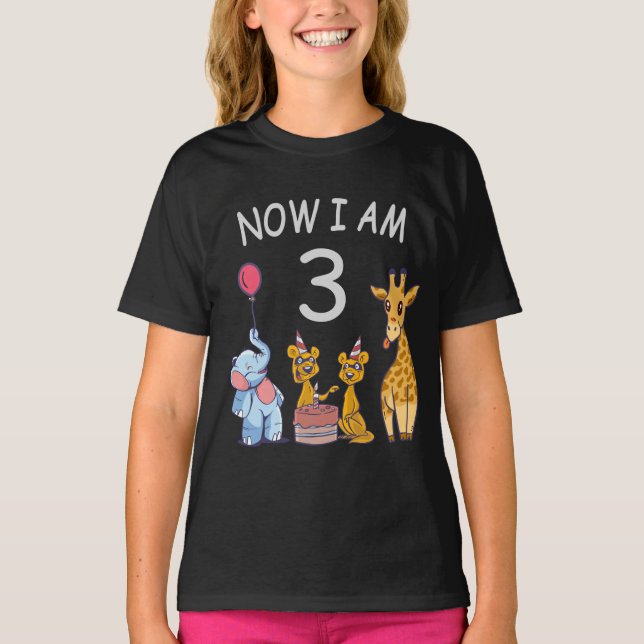 Camiseta Agora tenho 3 anos de aniversário de 3 anos no Zoo (Frente)
