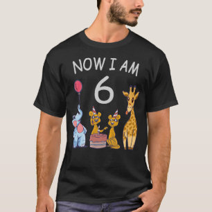 Camiseta Agora tenho 6 anos de 6 de aniversário no Zoo