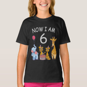 Camiseta Agora tenho 6 anos de 6 de aniversário no Zoo