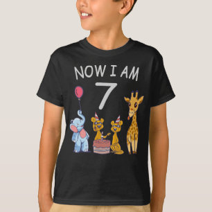 Camiseta Agora tenho 7 anos de 7 de aniversário no Zoo