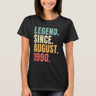 Camiseta Agosto Aniversário De 1990 Legenda Desde Agosto De