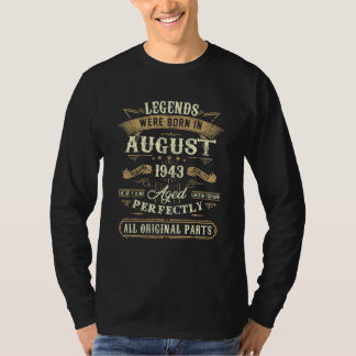 Camiseta Agosto de 1943 79º aniversário 79 anos homens mulh