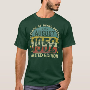 Camiseta Agosto De 1952, 70 Anos, Presente Para Homens Vint
