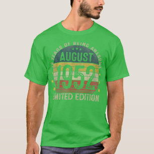 Camiseta Agosto De 1952, 70 Anos, Presente Para Homens Vint
